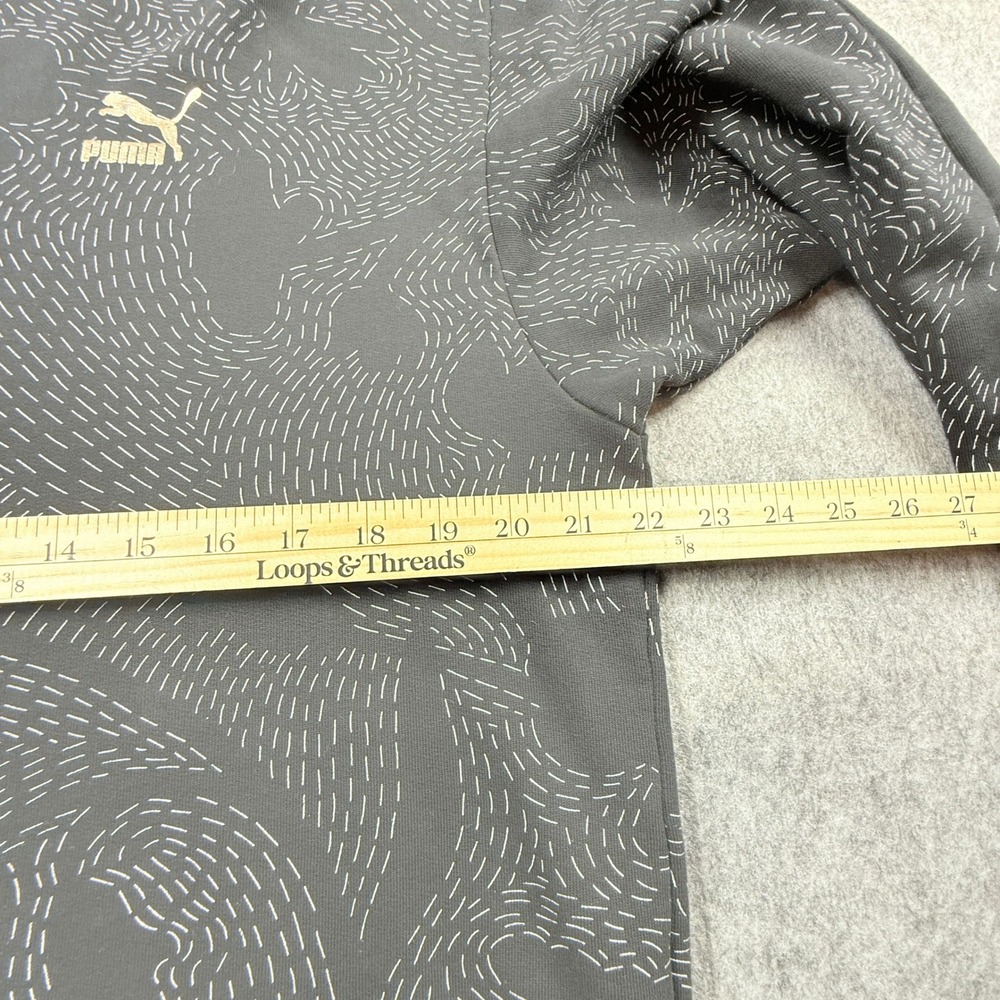 Puma Womens Size L Abstract‎ Floral Dash Print Hoodie Gray Gold Logo 598960-61 - Picture 2 of 9